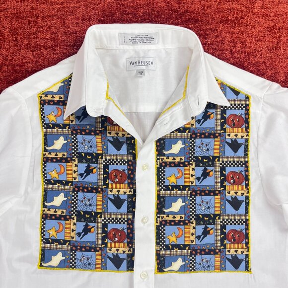 Halloween Patchwork Button Down Long Sleeve Shirt Womens Size Small - Picture 3 of 6